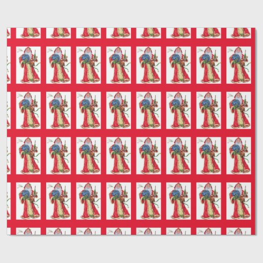  Oude Wereld Kerstman inpakpapier (Vlak)