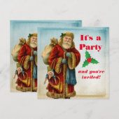 Oude Wereld Kerstman Kerstfeest Kaart (Voorkant / Achterkant)