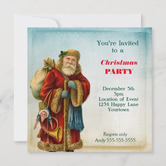 Oude Wereld Kerstman Kerstfeest Kaart (Achterkant)