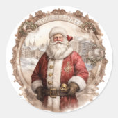Oude Wereld Kerstman Kerstmis Ronde Sticker (Voorkant)