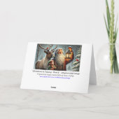 Oude Wereld Kerstman Lantaarn Elf Rendier Kardinaa Feestdagen Kaart (Achterkant)
