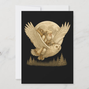 Oude Wereld Kerstman rijdt op een Sneeuwuil Oude K Feestdagenkaart