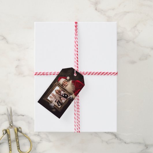 Oude Wereld Kerstman | Uw foto toevoegen | Luxe Ke Cadeaulabel (Met Touw)