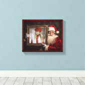 Oude Wereld Kerstman | Uw foto toevoegen | Luxe Ke Canvas Afdruk (Insitu (Houten vloer))