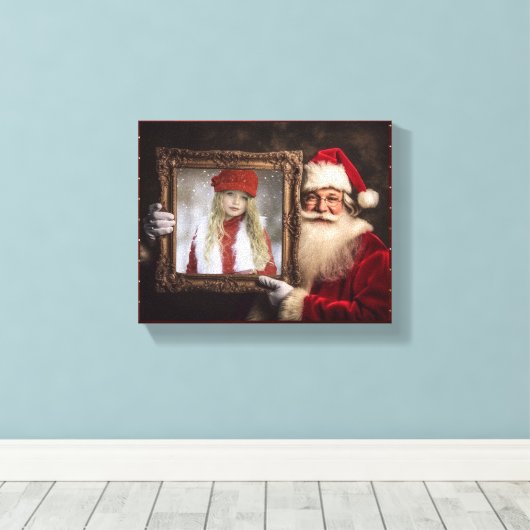 Oude Wereld Kerstman | Uw foto toevoegen | Luxe Ke Canvas Afdruk (Insitu (Houten vloer))