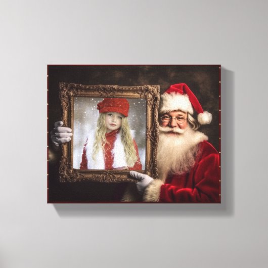 Oude Wereld Kerstman | Uw foto toevoegen | Luxe Ke Canvas Afdruk (Voorkant)