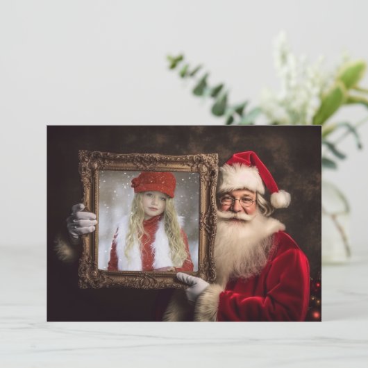 Oude Wereld Kerstman | Uw foto toevoegen | Luxe Ke Feestdagenkaart (Staand voorkant)