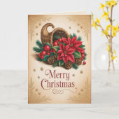 Oude Wereld Kerstmis 5 Kaart (Gele Bloem)