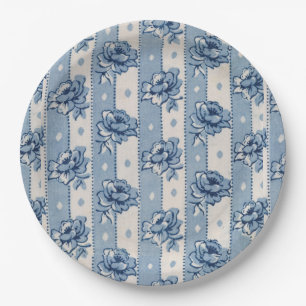 Oude wereld - Klassieke blauwe ivory Floral Papi Papieren Bordje