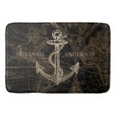 Oude Wereld Nautical Anchor Monogram Black Badmat (Voorkant)