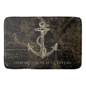 Oude Wereld Nautical Anchor Monogram Black Badmat (Voorkant)