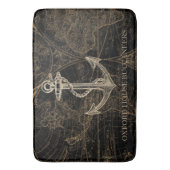 Oude Wereld Nautical Anchor Monogram Black Badmat (Voorkant Verticaal)