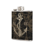 Oude Wereld Nautical Anchor Monogram Black Heupfles (Links)