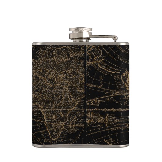 Oude Wereld Nautical Anchor Monogram Black Heupfles (Achterkant)