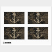Oude Wereld Nautical Anchor Monogram Black Rechthoekige Sticker (Vel)