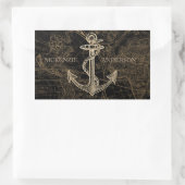 Oude Wereld Nautical Anchor Monogram Black Rechthoekige Sticker (Tas)