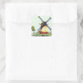Oude Wereld Nederlandse Windmolen Vierkante Sticker (Tas)