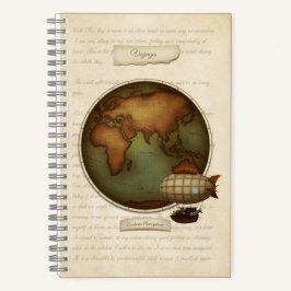 Oude Wereld Nieuwe Wereldkaarten Custom Steampunk  Notitieboek