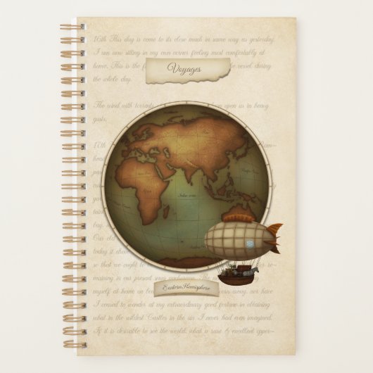 Oude Wereld Nieuwe Wereldkaarten Custom Steampunk  Planner (Voorkant)
