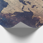 Oude Wereld Paarse Hemelkaart Cadeaupapier (Hoek)