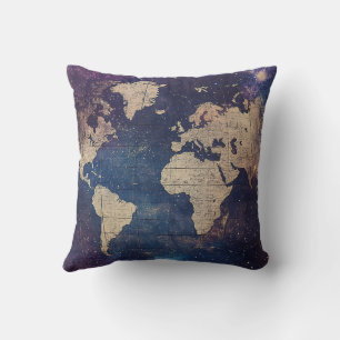 Oude Wereld Paarse Hemelkaart Kussen