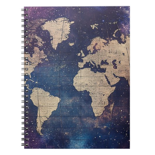Oude Wereld Paarse Hemelkaart Notitieboek (Voorkant)