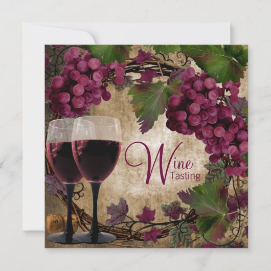 Oude Wereld Rode Groene Druiven Wijnproeverij Kaart (Voorkant)