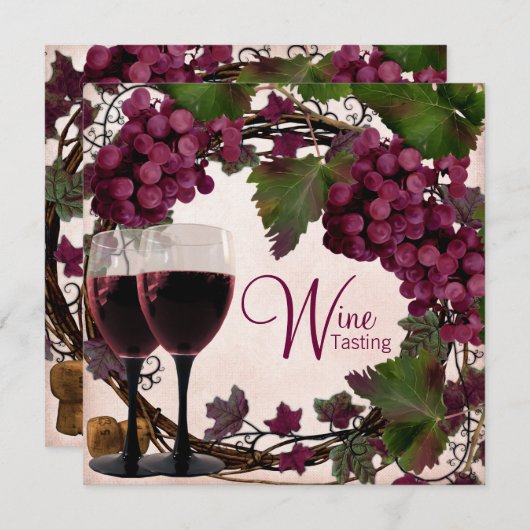 Oude Wereld Rode Groene Druiven Wijnproeverij Kaart (Voorkant / Achterkant)