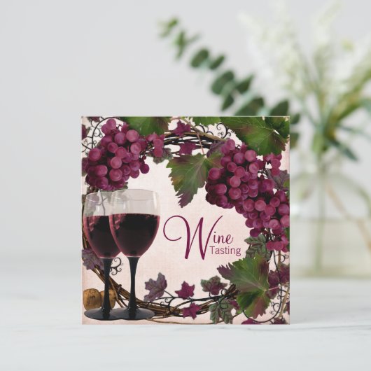 Oude Wereld Rode Groene Druiven Wijnproeverij Kaart (Staand voorkant)