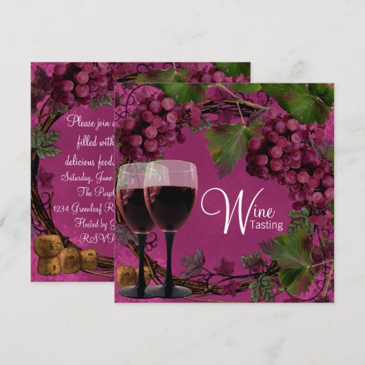 Oude Wereld Rode Groene Druiven Wijnproeverij Kaart (Voorkant / Achterkant)