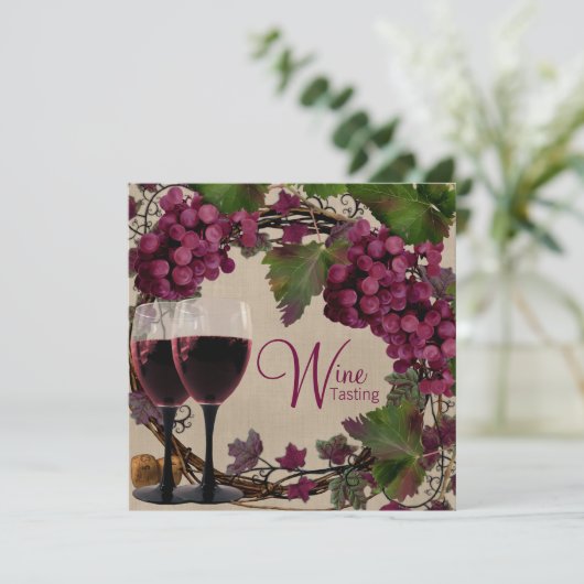 Oude Wereld  Rode Groene Druiven Wijnproeverij Kaart (Staand voorkant)