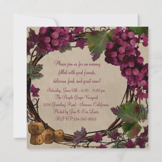 Oude Wereld  Rode Groene Druiven Wijnproeverij Kaart (Achterkant)