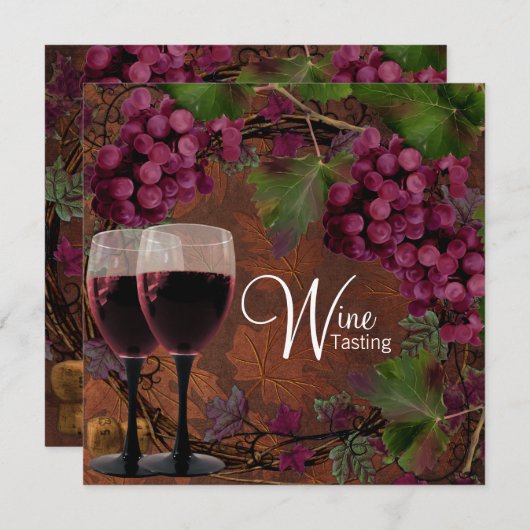 Oude Wereld  Rode Groene Druiven Wijnproeverij Kaart (Voorkant / Achterkant)