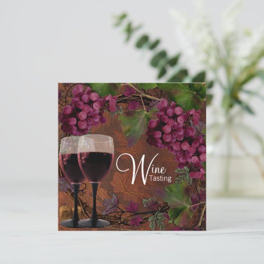 Oude Wereld  Rode Groene Druiven Wijnproeverij Kaart (Staand voorkant)