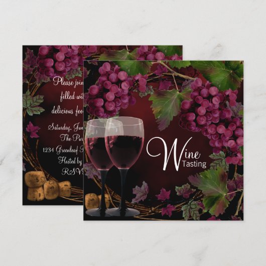 Oude Wereld  Rode Groene Druiven Wijnproeverij Kaart (Voorkant / Achterkant)