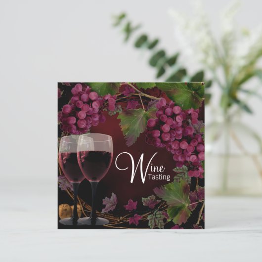 Oude Wereld Rode Groene Druiven Wijnproeverij Kaart (Staand voorkant)