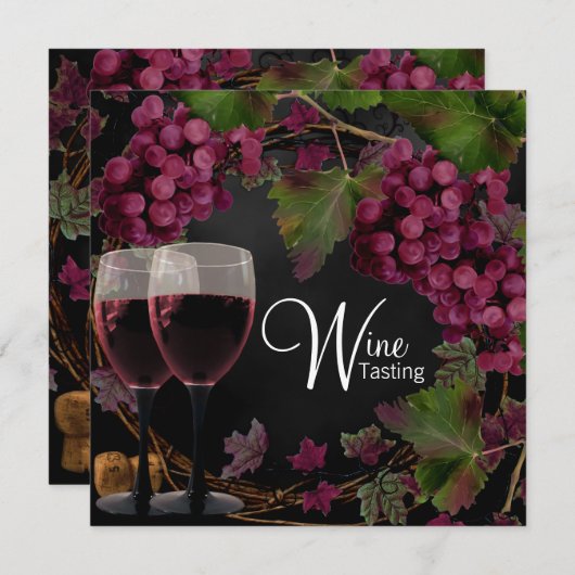 Oude Wereld Rode Groene Druiven Wijnproeverij Kaart (Voorkant / Achterkant)