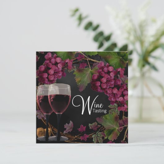 Oude Wereld  Rode Groene Druiven Wijnproeverij Kaart (Staand voorkant)