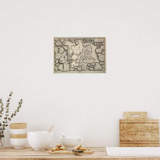 Oude Wereld  Romeinse Kaart Tekening Poster (Keuken)