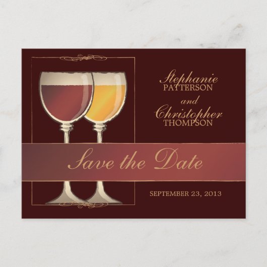 Oude Wereld Rood & Wit Wijnglas Tafelnummer Kaart (Voorkant)