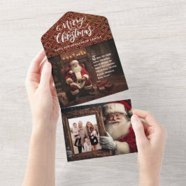 Oude Wereld Santa Holding Portret | Luxe foto All In One Uitnodiging