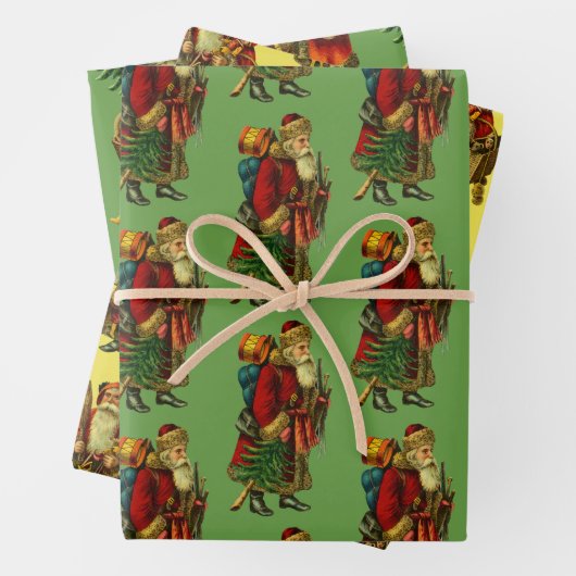  Oude Wereld Santas Inpakpapier Vel (In situ)