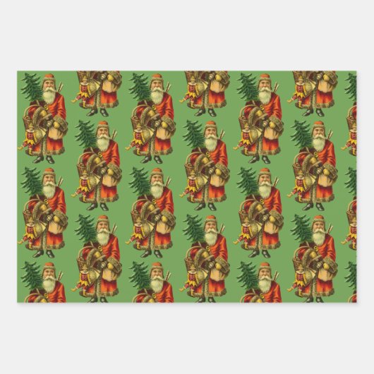  Oude Wereld Santas Inpakpapier Vel (Voorkant 3)
