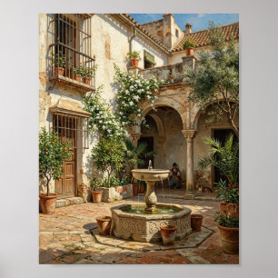 Oude Wereld Sevilla Andalusische Binnenplaats I Poster