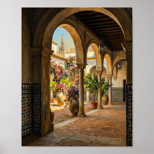 Oude Wereld Sevilla Andalusische Binnenplaats II Poster