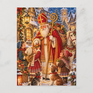 Oude Wereld St. Nicolaas Kerst Dorp Verhaalboek Briefkaart