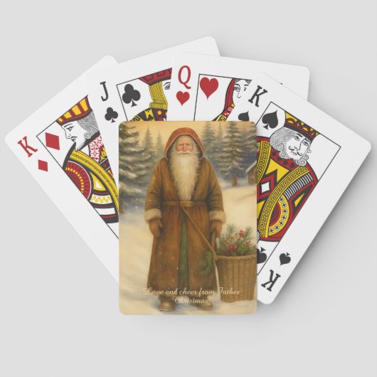 Oude Wereld Stijl Kerstman Spelen  Pokerkaarten (Achterkant)