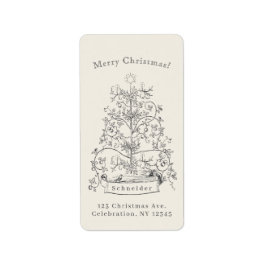 Oude Wereld Traditionele Kerstmis Etiket