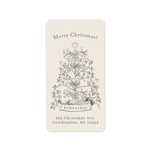 Oude Wereld Traditionele Kerstmis Etiket (Voorkant)