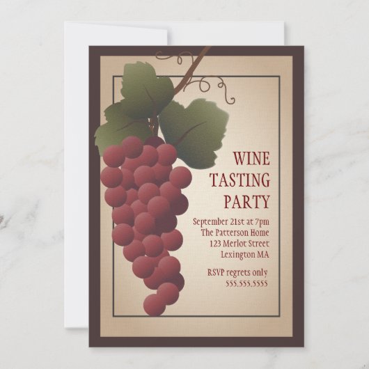 Oude Wereld Tuscan Grapevine Wine Tasting Party Kaart (Voorkant)